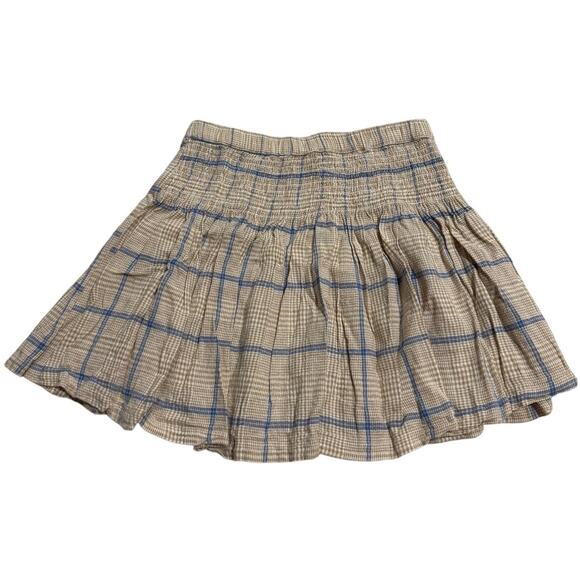 NWT Joie 2 Pc Set Cropped Long Sleeve Top Pleated Skirt Plaid Womens Medium Tan - Picture 9 of 16